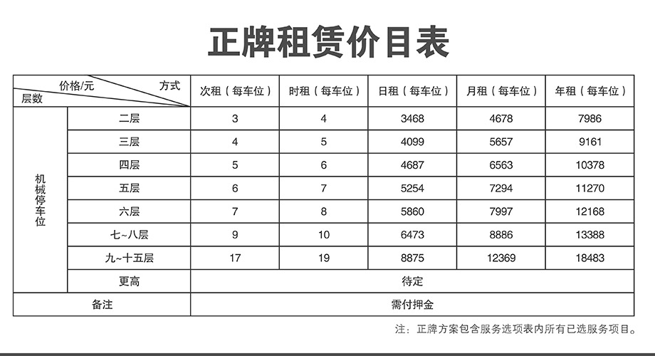 贵阳停车设备正牌租赁价目表