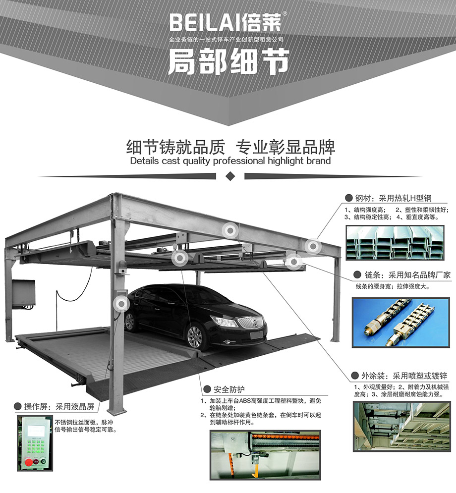 贵阳PSH2-D1负一正一地坑二层升降横移立体车位局部细节